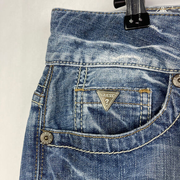 Guess Daredevil Bootcut Denim Jeans Cross Embellished Pockets Women's Sz 31 - Picture 8 of 12